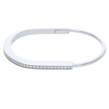 Tiffany & Co Tiffany & Co Lock Narrow 18K White Gold Diamond Bangle Ladies M