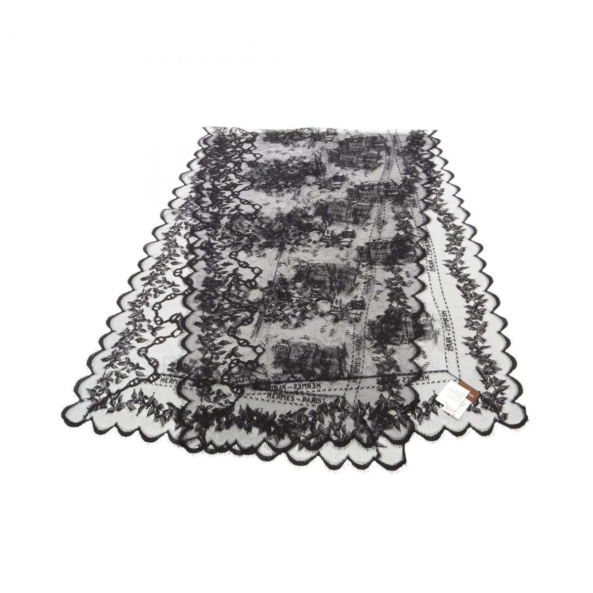 Hermes Shawl Lace Nylon Scarf