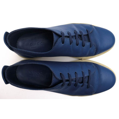 Gucci Shoes Sneakers Low Cut Men Leather Blue Mirosoft — view 4