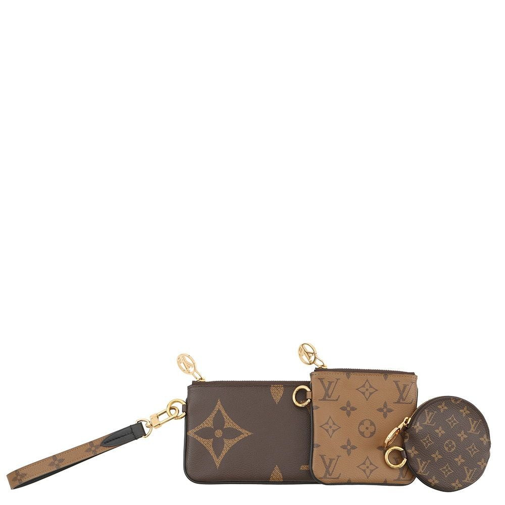 Louis Vuitton Pouch Monogram Reverse Giant Pochette Trio Coin Case Black