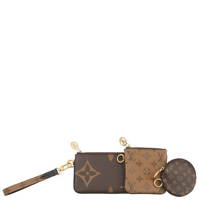 Louis Vuitton Pouch Monogram Reverse Giant Pochette Trio Coin Case Black