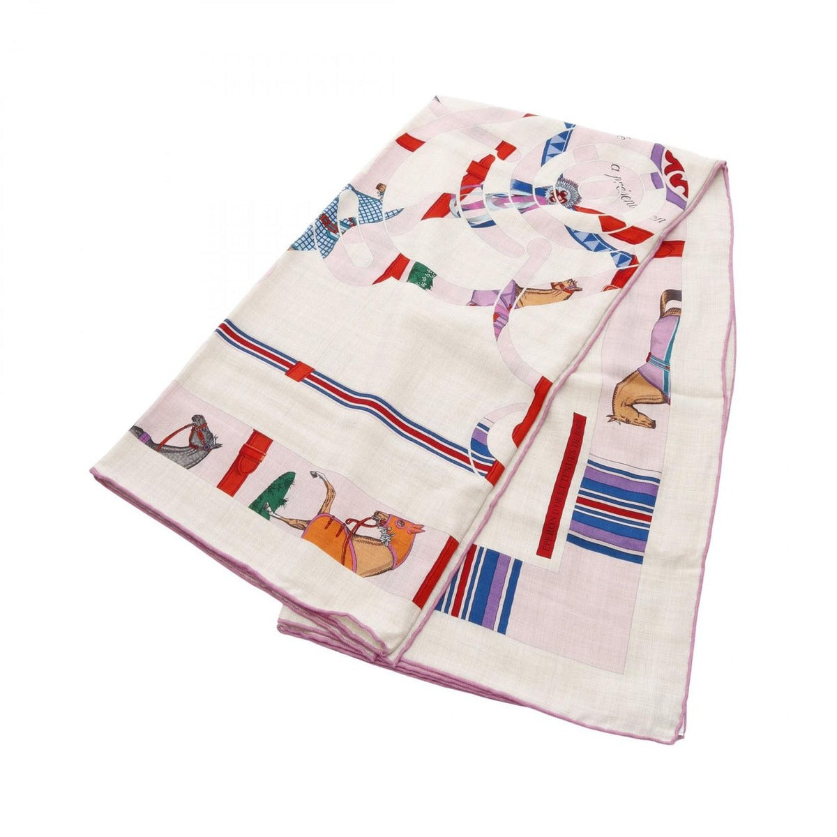 Hermes Scarf Carre Geant 140 Couvertures ET Tenues de Jour Beige Pink Multicolor