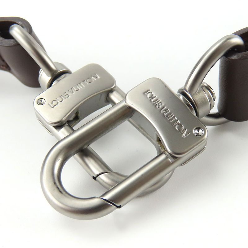 Louis Vuitton Shoulder Strap Leather Brown Adjustable Matte Silver Hardware