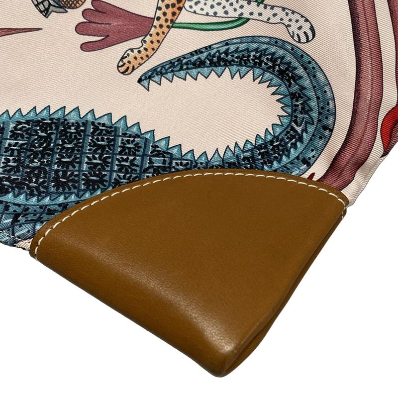 Hermes Shoulder Bag Silky City MM Light Pink X Gray X Multi Animal Print Silk