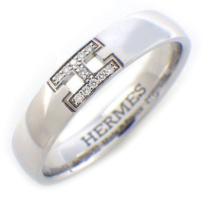 Hermes Ring Hella Cles Motif Points Diamond Total 18k White Gold 52