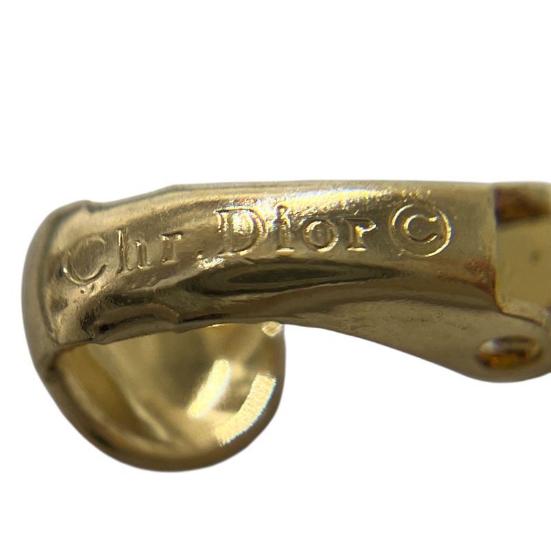 Christian DIOR Earrings Gold Plated Rhinestone Gold