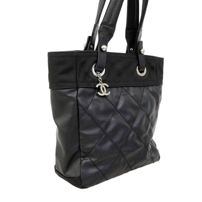 Chanel Tote Paris Biarritz Canvas Black Silver — view 2