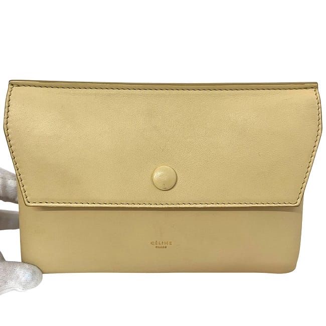 Celine Pouch Beige Excellent Condition Small Bag Leather Preowned Celine Hook
