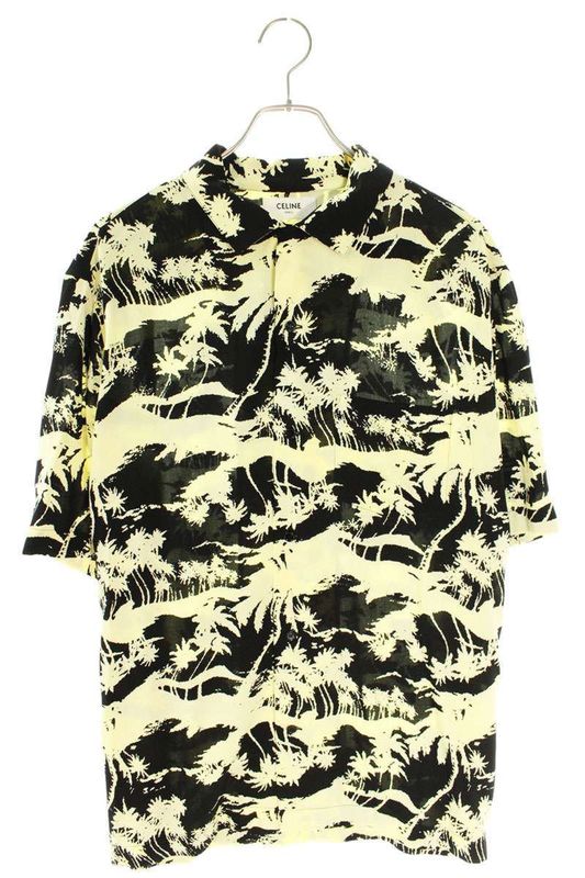 Celine 23SS 2c946275u Palm Tree Patterned Aloha Short Sleeve Shirt Men's 40