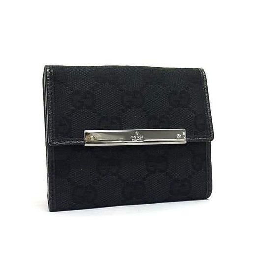 Gucci Bifold Wallet GG Canvas Black Hook Silver