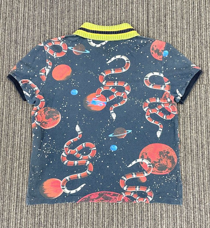 Gucci Space Animals Polo Shirt Men's XS Size 474642 Space Snake Dark Navy Made