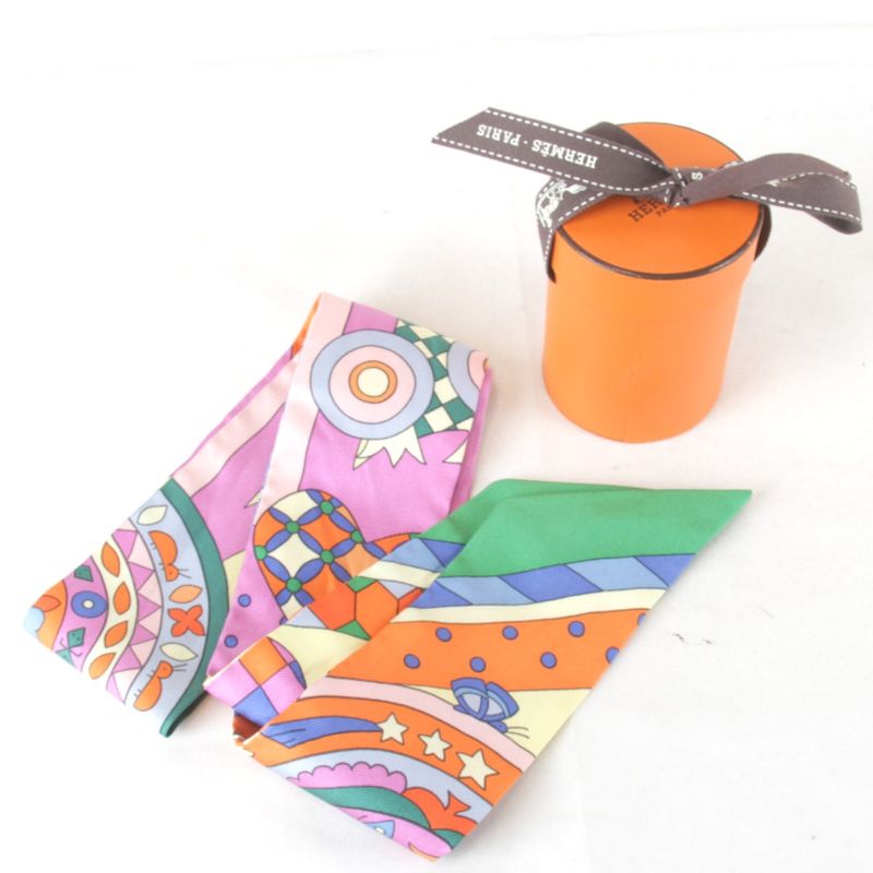 Hermes Twilly Whispering In The Woods Scarf With Box Silk Multicolor Pop