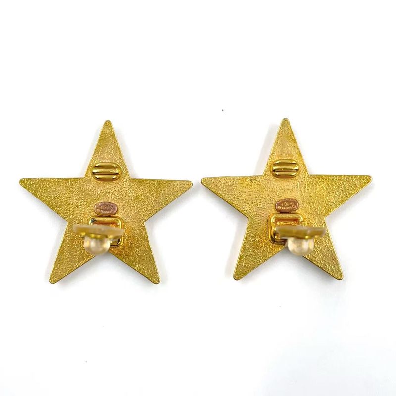 Chanel Star Coco Mark GP Gold And Black Earrings