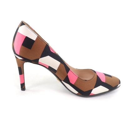 Prada Allover Pointed Toe Pin Heel Silk Satin Pumps Multi 37.5 With Box Made In