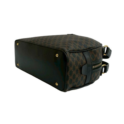 Celine Vintage Macadam Blason Triomphe Pattern Leather Handbag Mini Boston Bag