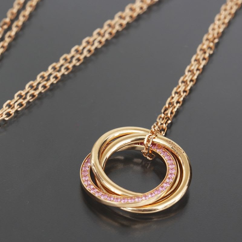Cartier Trinity Necklace Pink Sapphire 18K Gold E1846