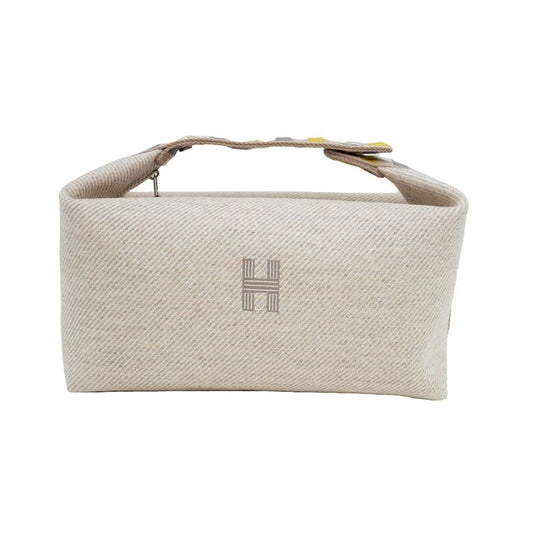 Hermes Brid A Black GM Au-carre Handbag Pouch Seigle Beige