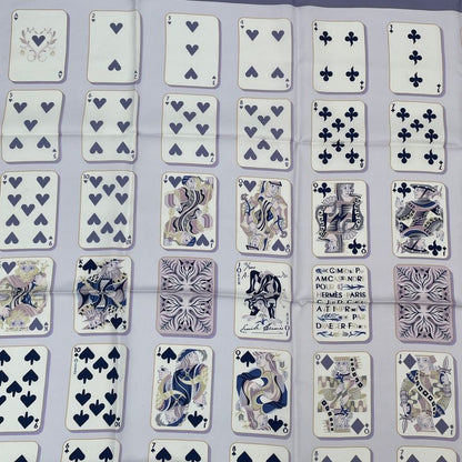 Hermes Scarf Carré 90 Silk Jeu De Cartes Trump Card Numbers Bandana Multicolor