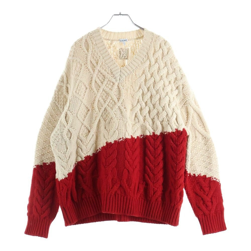 Loewe Gradient Cable Knit Sweater White Red