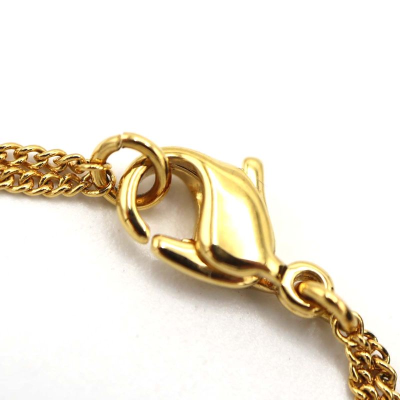 Christian DIOR Bracelet Circle Logo Double Chain Gold Color Accessories Bag