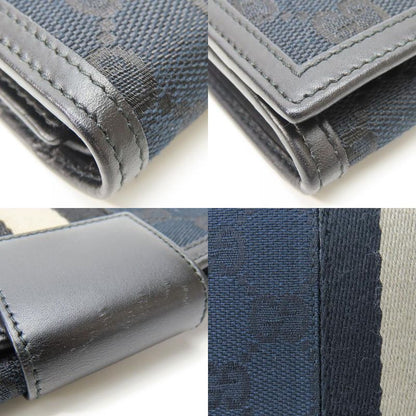 Gucci Long Wallet 035.0416.2180 Webline GG Canvas Black Fold Classic Women Men