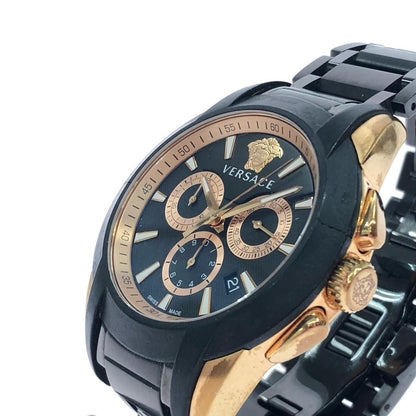 Versace Watch Quartz Character Chronograph Bezel Cracked Black Gold — view 2