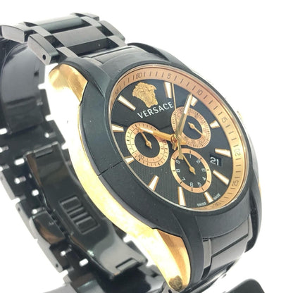 Versace Watch Quartz Character Chronograph Bezel Cracked Black Gold — view 3