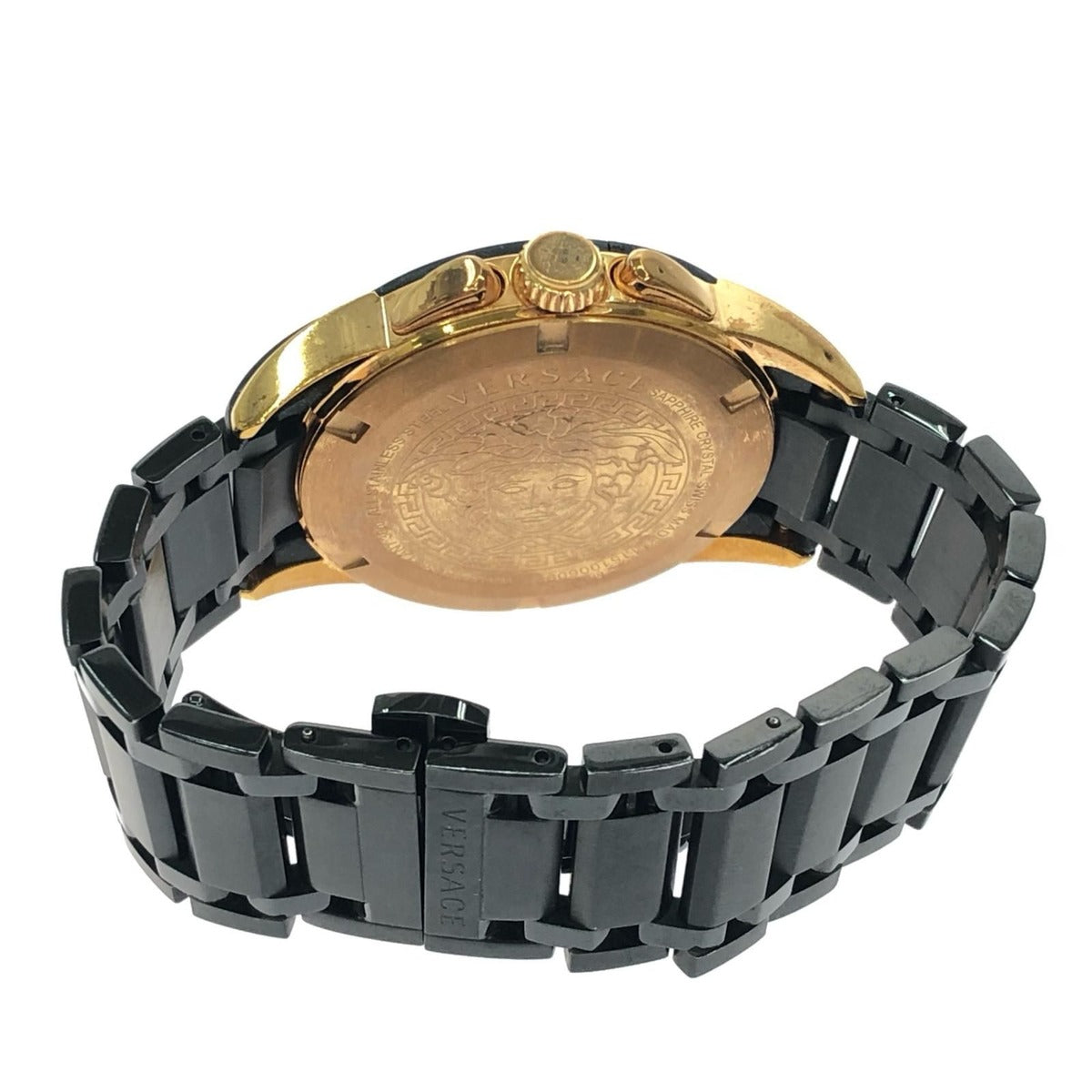 Versace Watch Quartz Character Chronograph Bezel Cracked Black Gold — view 4