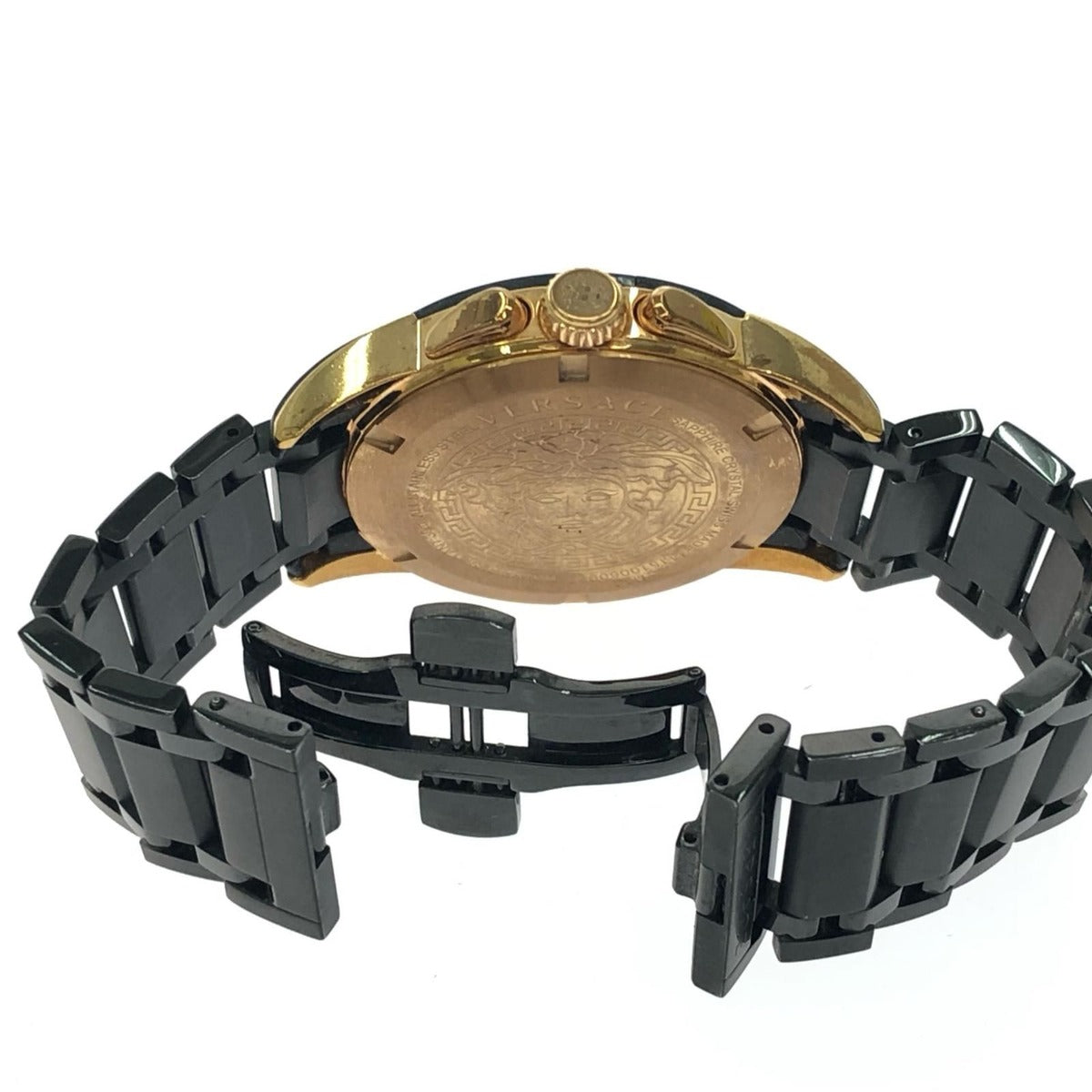 Versace Watch Quartz Character Chronograph Bezel Cracked Black Gold — view 5