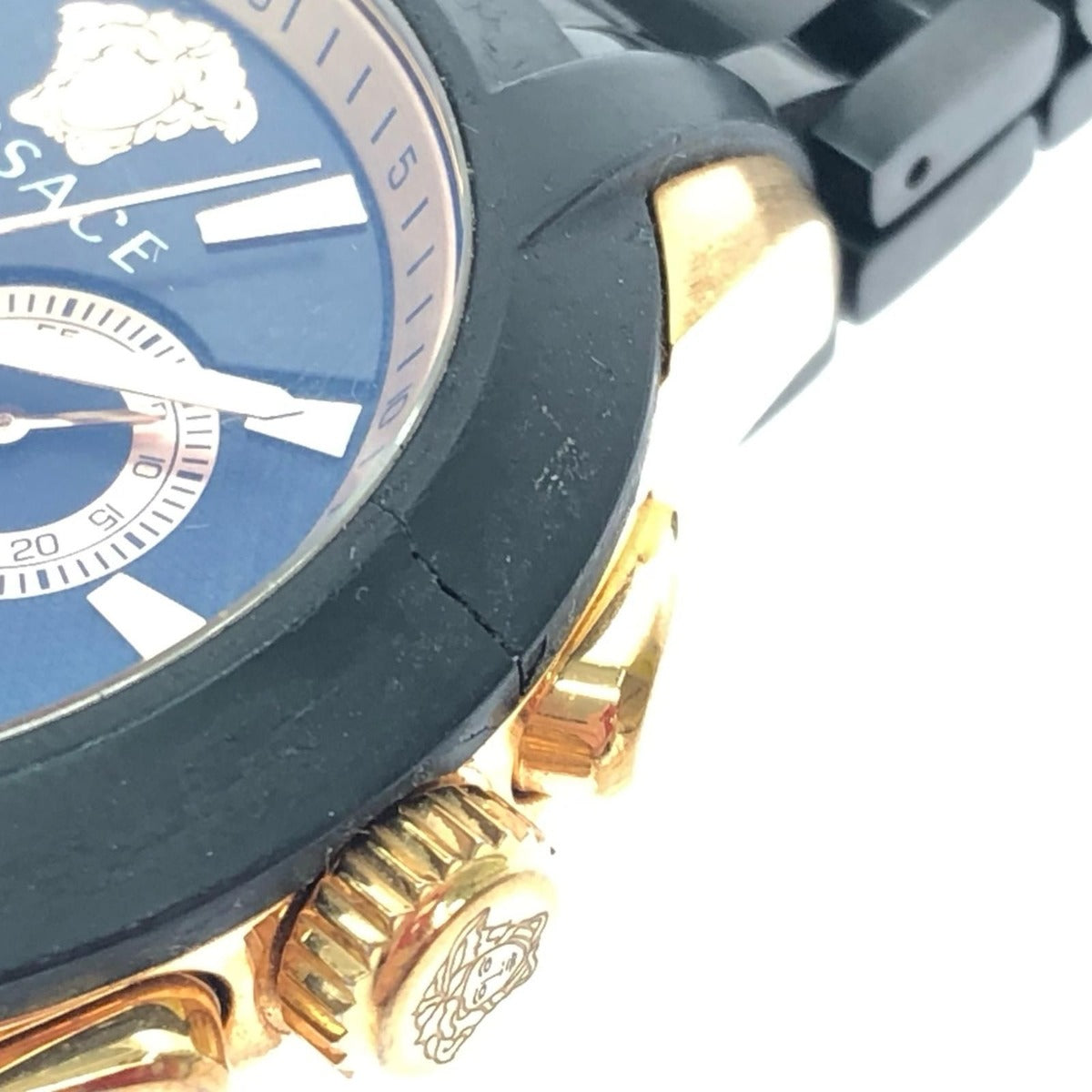 Versace Watch Quartz Character Chronograph Bezel Cracked Black Gold — view 8