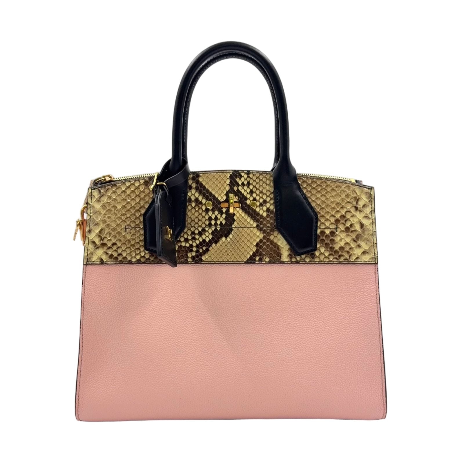 Louis Vuitton City Steamer 2-Way Leather Pink Black Handbag Gold