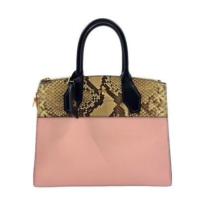Louis Vuitton City Steamer 2-Way Leather Pink Black Handbag Gold