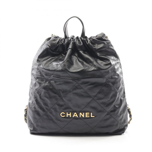 Chanel Backpack 22 Large Black Leather