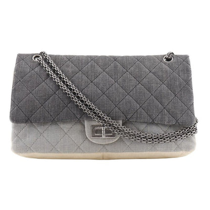 Chanel 2.55 Chain Shoulder Matelasse Double Flap Tricolor Denim Black/beige