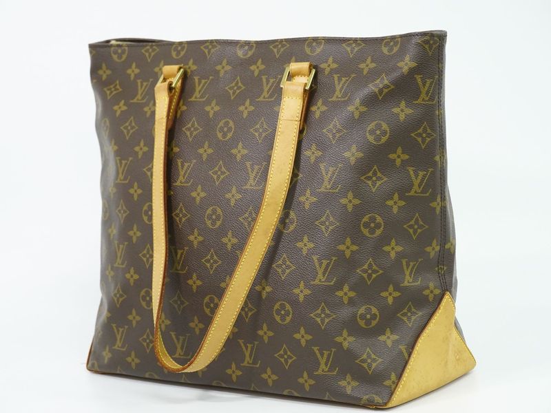 Authentic Louis Vuitton LV Cabas Mezzo Monogram Shoulder Bag Tote Bag Brown