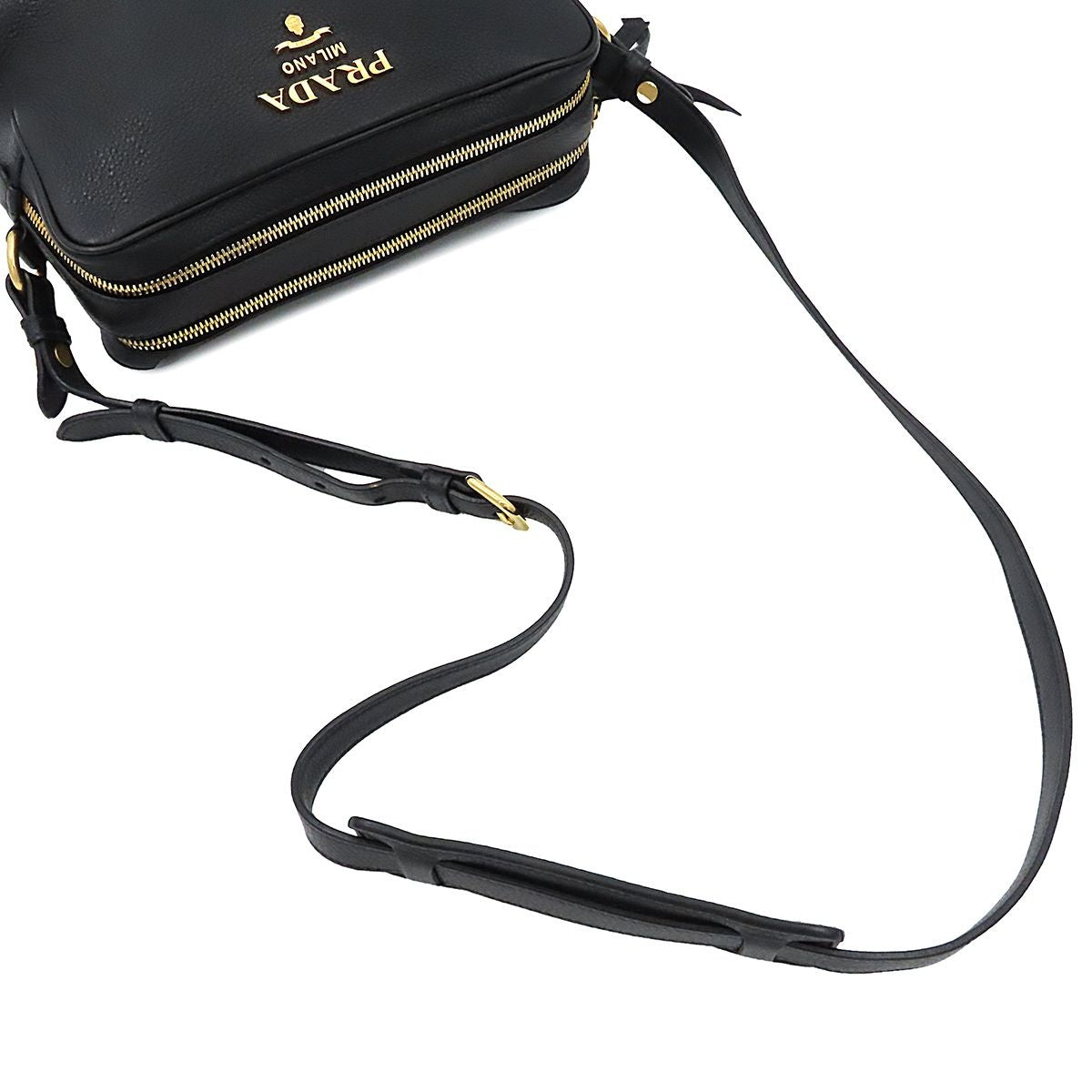 Prada Shoulder Bag Vitello Daino Black Leather — view 4