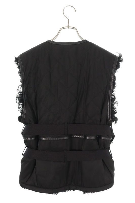 Prada Ugy538 Sheep Fur Leather Piping Nylon Vest Men 46