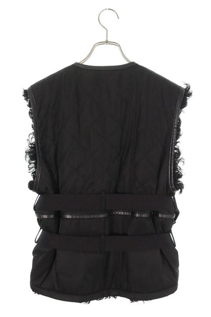 Prada Ugy538 Sheep Fur Leather Piping Nylon Vest Men 46