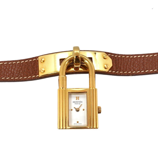 Hermes Kelly Watch Vintage White Brown Quartz Cadena