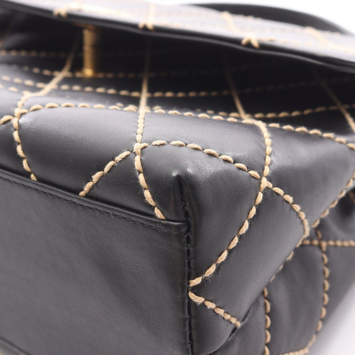 Chanel Handbag Wild Stitch Top Handle Black Leather — view 11