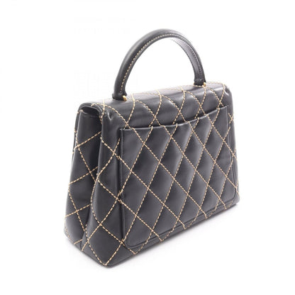Chanel Handbag Wild Stitch Top Handle Black Leather — view 2