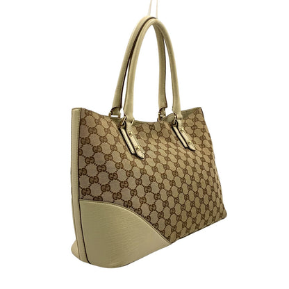Gucci Hasla Bit Leather Canvas Beige Tote Gold — view 2