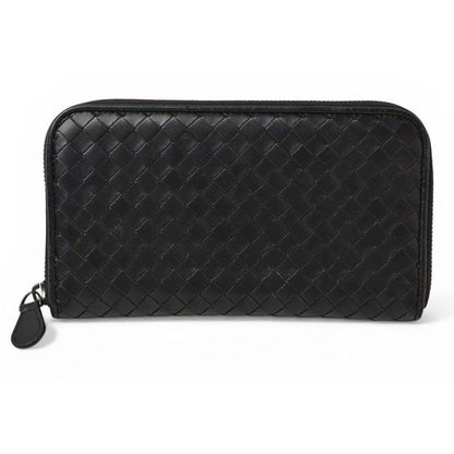 Bottega Veneta Wallet Zip Around Intrecciato Black