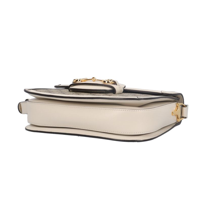 Gucci Medium Horsebit 1955 Shoulder Bag GG Supreme Canvas 602204 Beige Ladies