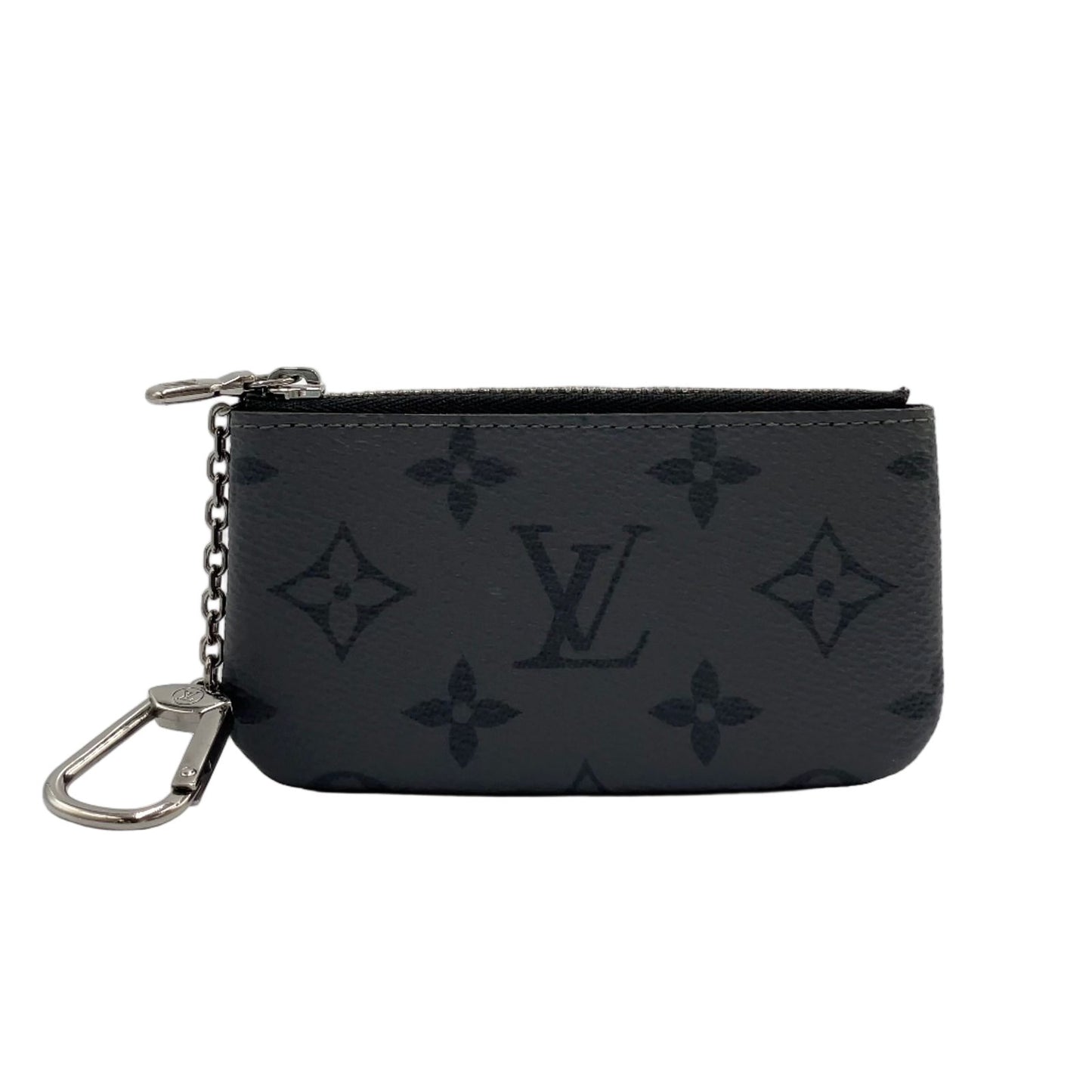 Louis Vuitton Pochette Cles Coin Case Gray Black Pouch Silver