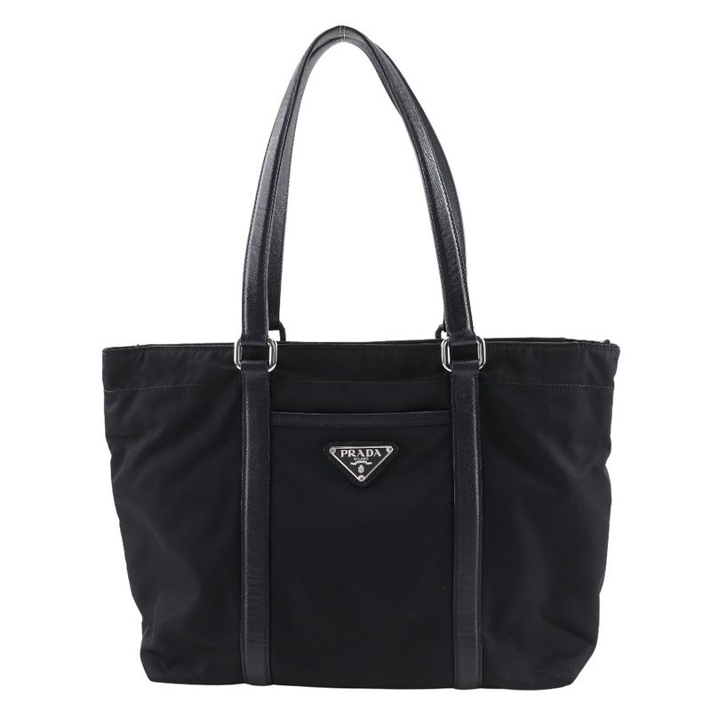 Prada Br2311 Nylon And Leather NERO Black Ladies Tote Bag