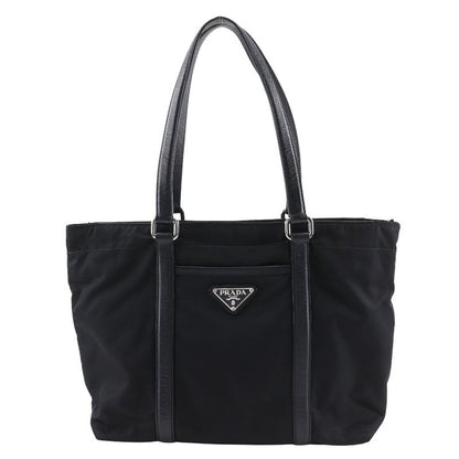 Prada Br2311 Nylon And Leather NERO Black Ladies Tote Bag
