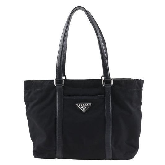 Prada Br2311 Nylon And Leather NERO Black Ladies Tote Bag