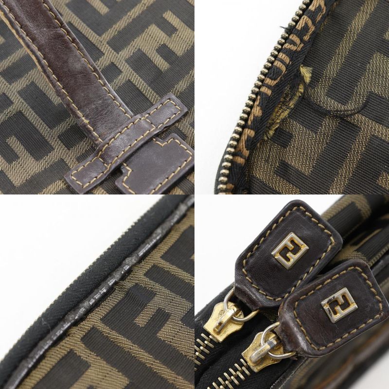Fendi Folding Vanity Zucca Nylon Canvas Brown Women's Pouch