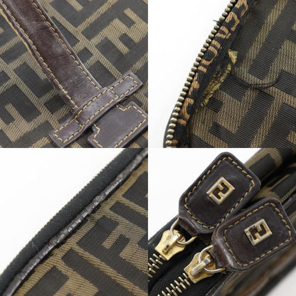 Fendi Folding Vanity Zucca Nylon Canvas Brown Women's Pouch
